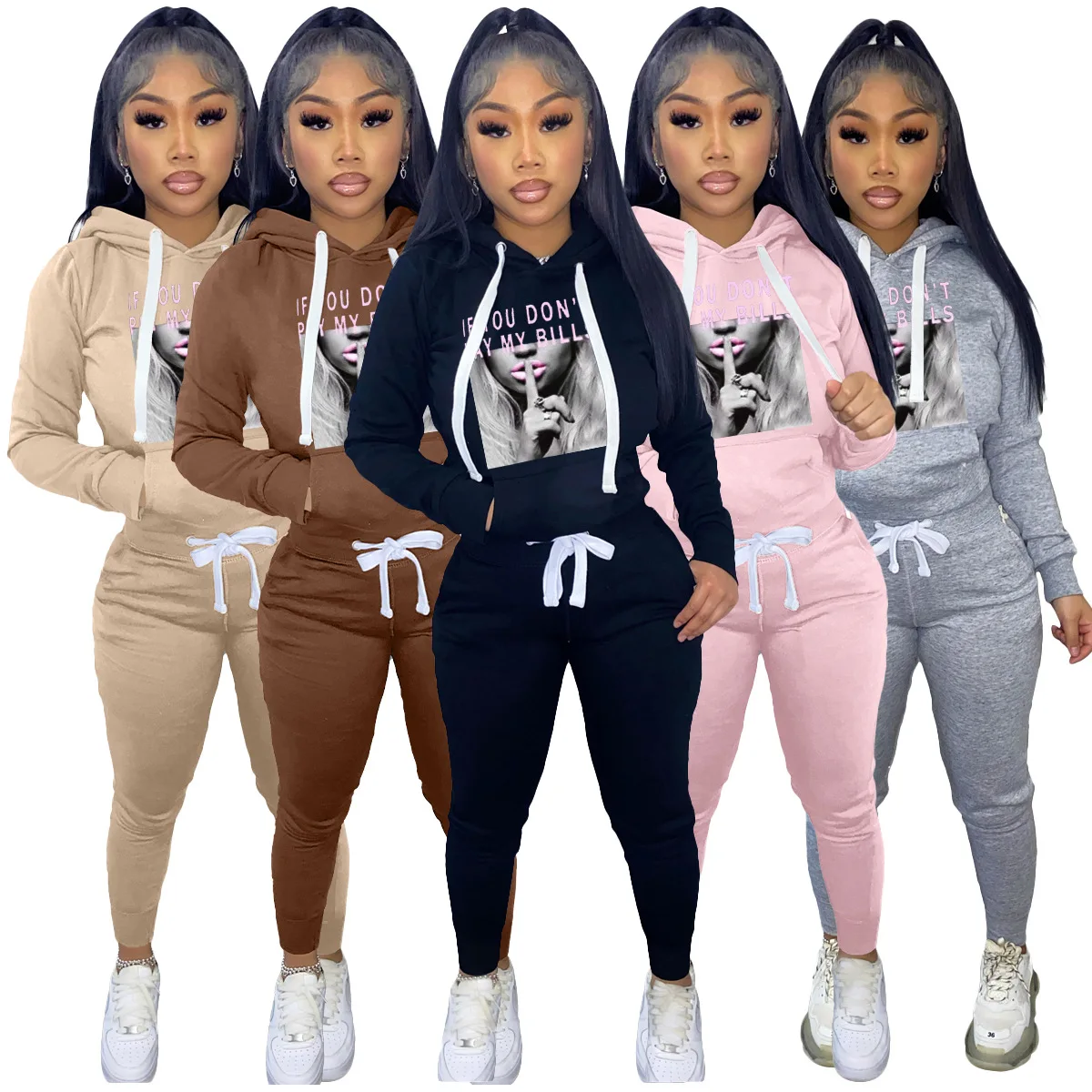 Custom Sweatsuit Zip up Tracksuit Designer Print 2 Piece Jogger Suit for  Women - China Stand Collar Jogging Suit and Designer Print Pants Set price