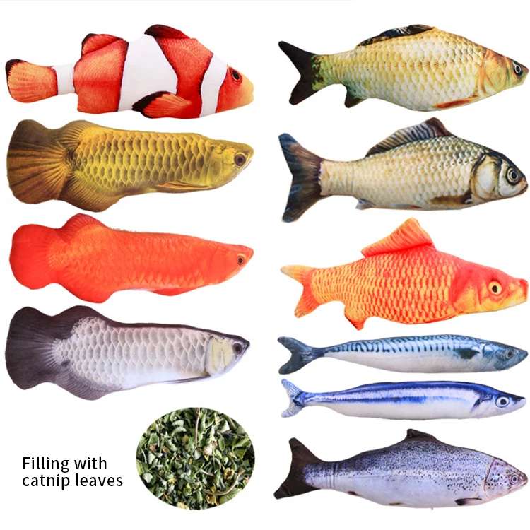 factory wholesale plush fish pet cat toy mint tease stick doll