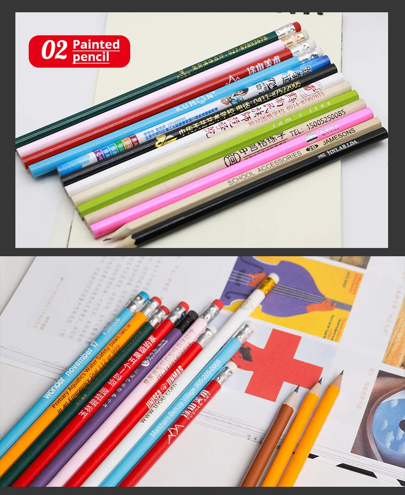 High quality pre-sharpened basswood pencil hb pencil lead custom logo promotional gifts hb wood pencils in stock