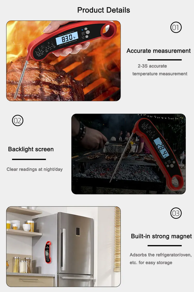 Kitchen Food Steak Bbq Instant Read Digital Meat Thermometer For