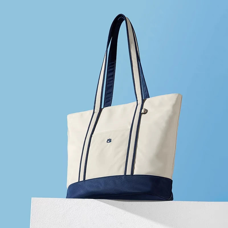 2024 Egendefinert stor kapasitet nylon tåsepose handlepose med håndtak, engros strandpose med trykt logo