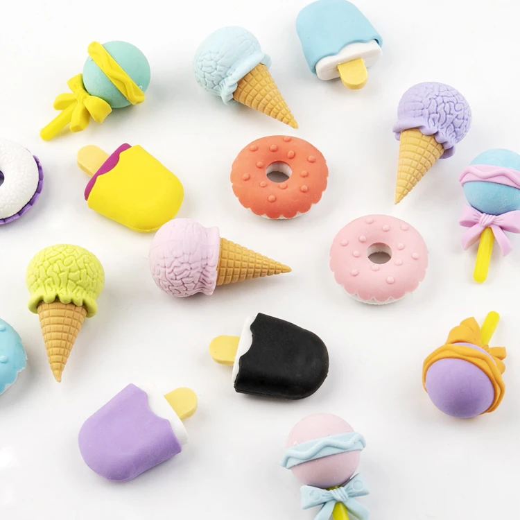 Оптовая продажа смешной 3D мороженое десерт еды карандаш ластик игрушка для детей