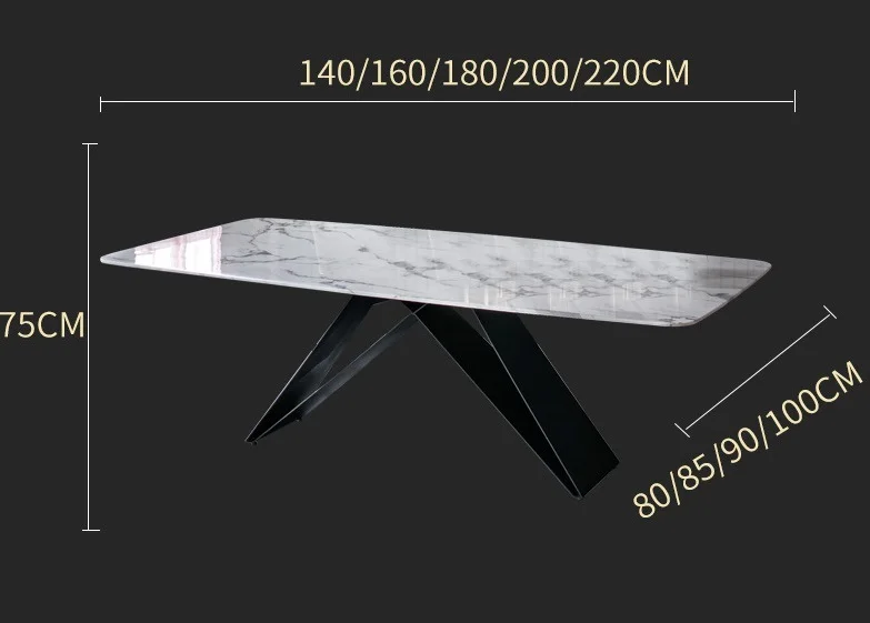 Beston Italian Modern Home Furniture Dining Room Set Stainless Steel Leg  Light Luxury Marble Household Rectangle Dining Table