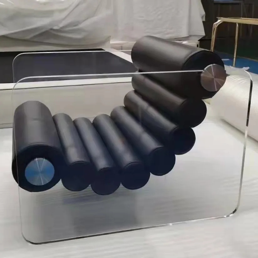 Современное креативное акриловое кожаное кресло середины века с откидной спинкой Прозрачное Кресло для гостиной