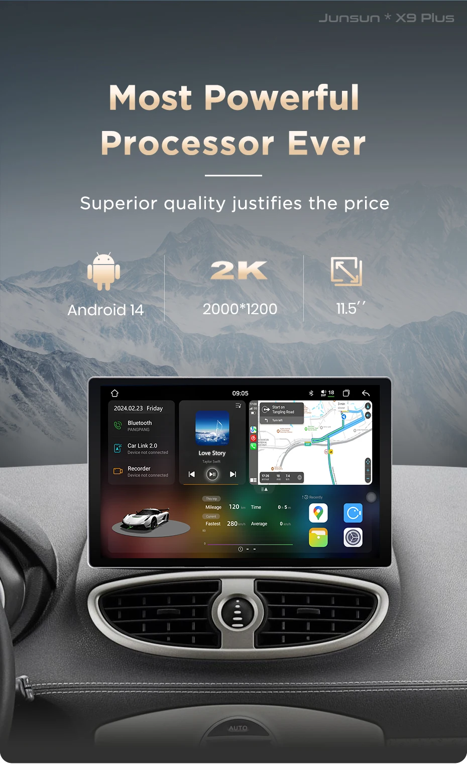 Junsun X9 Carplay Android Autoradio für Renault Clio 3 (2005–2014) mit DVD-Player, 2K QLED-Display (2000 x 1200 Pixel), 7870 Pixel, 2,7 GHz, 5G/4G LTE_voghion.com