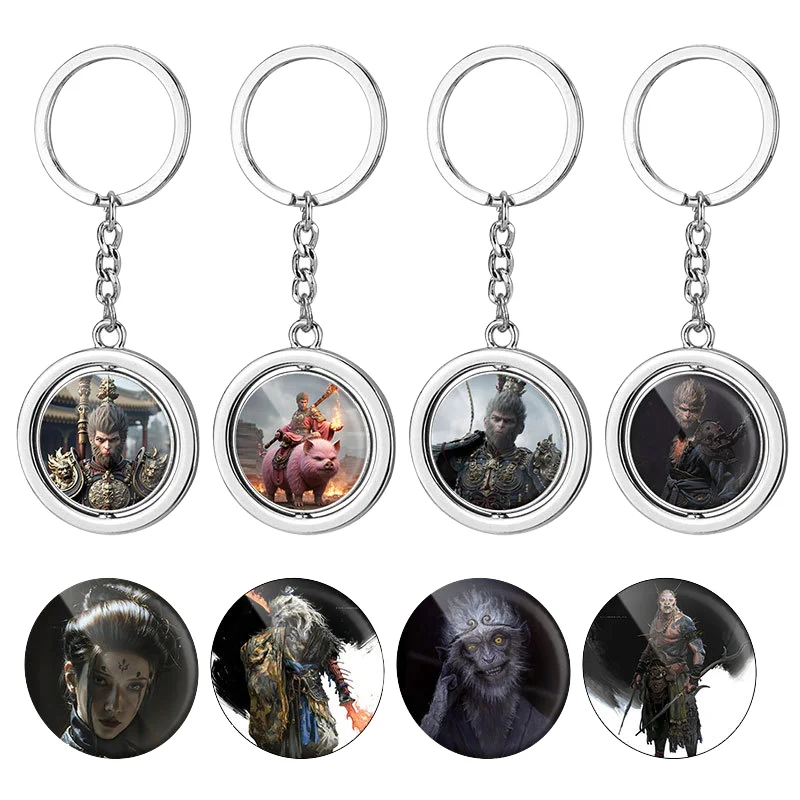 Rotating Round Customized Laser Engraved Print Logo Key Chain