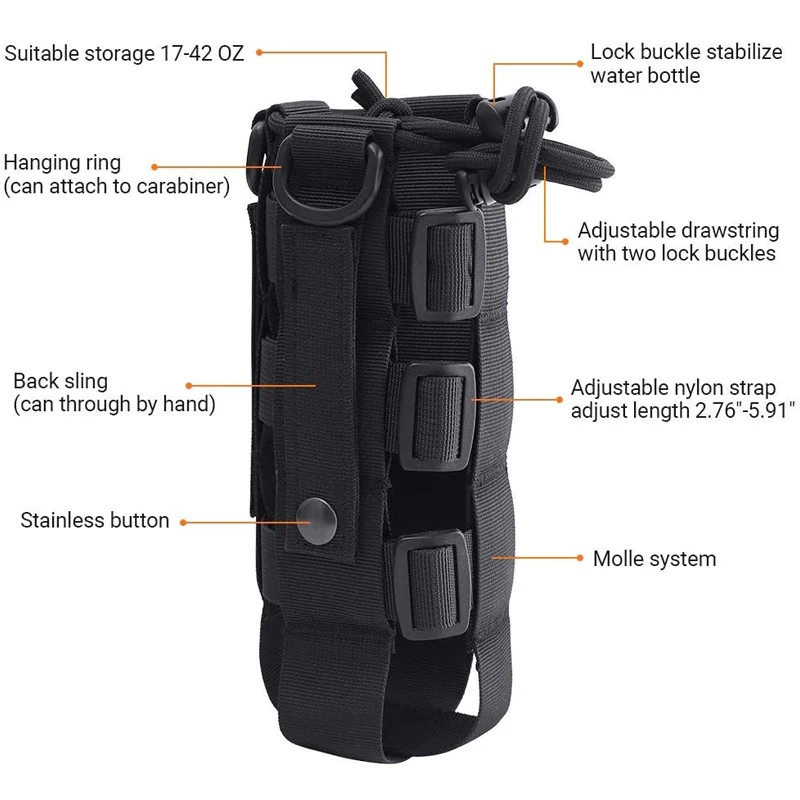 DIYCUT Portaborraccia A Tracolla Regolabile, 2 Pezzi Borsa Per Borraccia Molle, Borsa - Foto 12