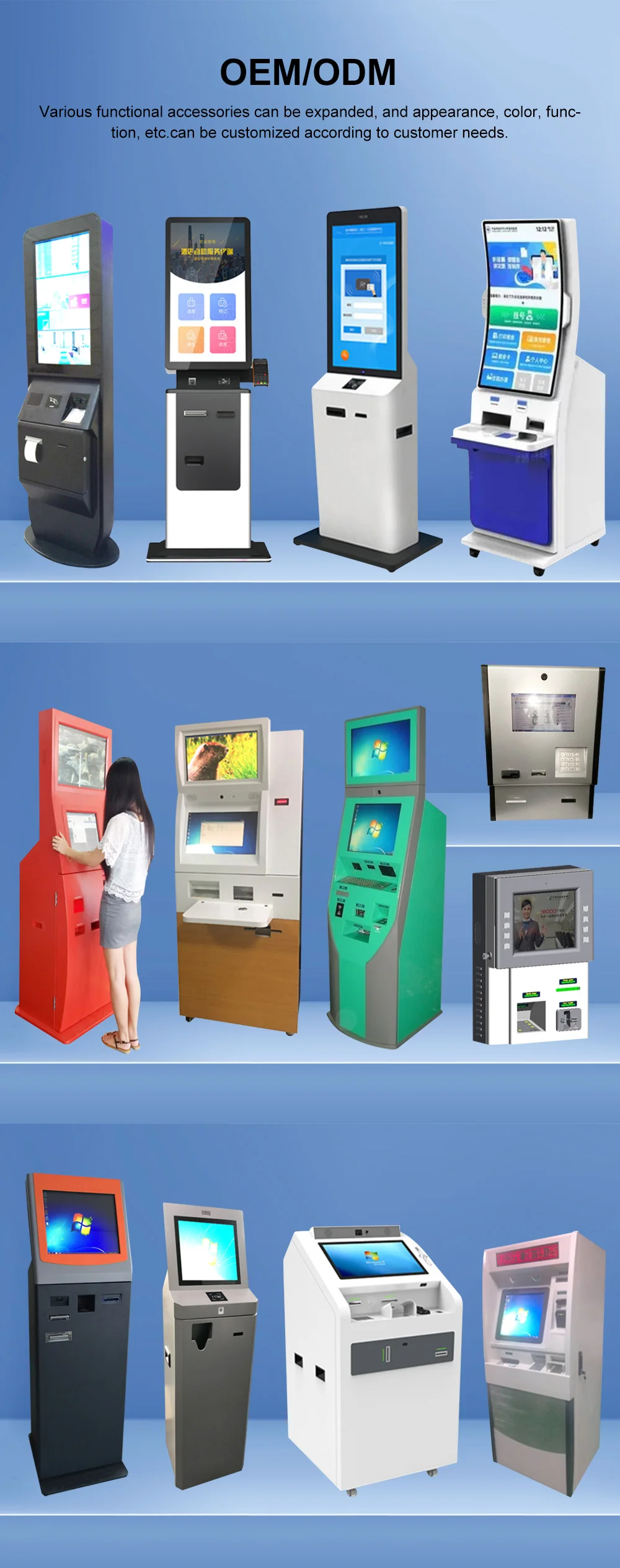 Self Service Printing Kiosk A4 Id Card Dispense Kiosk Mobile Card