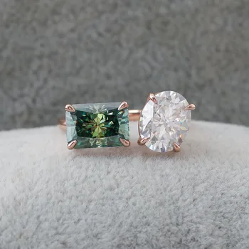 High Quality Ring Moissanite Diamond 10K /14/18/ Rose Gold Toi et Moi Two Stone Ring Custom Two-tone Ring