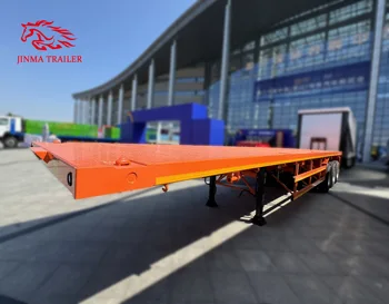 jinma Cheap Price Flatbed Semi Trailers 3 Axles 60ton Standard 20ft 40ft 45ft Container Loading Flat Bed Truck Trailers