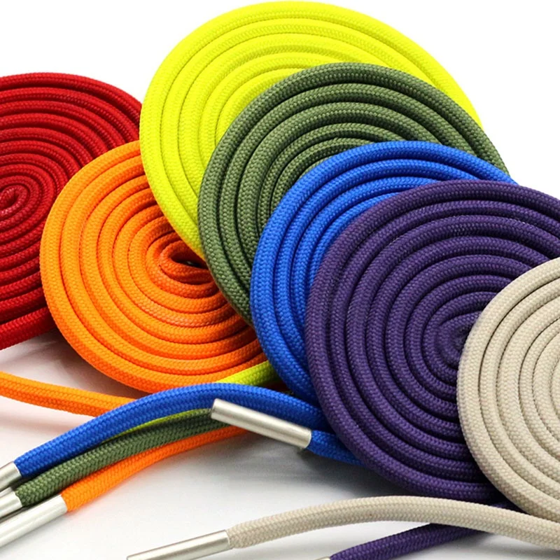 Wholesale Round Hoodie Drawcord String Lace Braided Cotton Polyester Rope Tipped Shoelace Trousers Drawstring