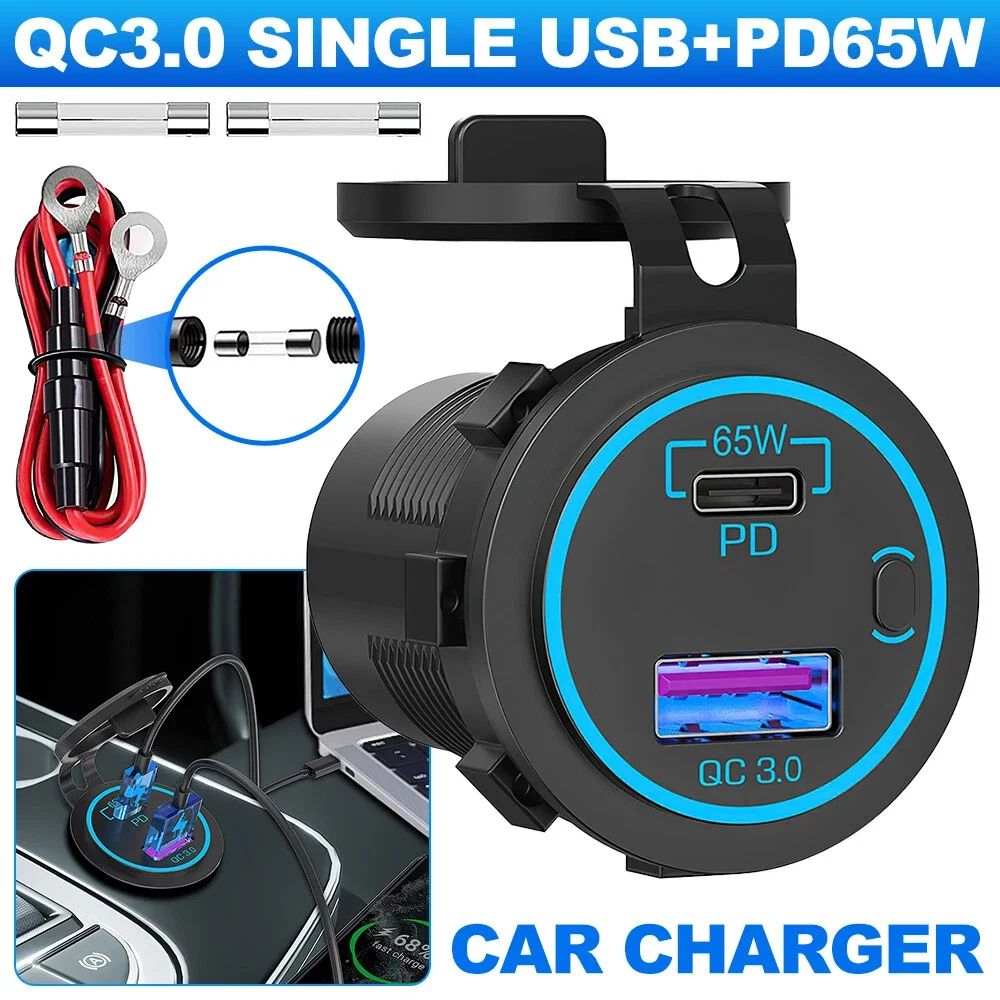 Panneau De Prises 12V/24V Avec 3 Ports USB (dont USB-C PD) - Neuf - Montage Sur Panneau