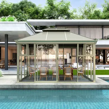 Luxury Aluminum Hardtop Glass Sun House for Villa Factory Price