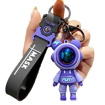 Vintage Style 3D Cartoon Teddy Bear Silicone Keychain Little Bear Metal Keychains for Car Bag Charm Pendant Promotion Gifts
