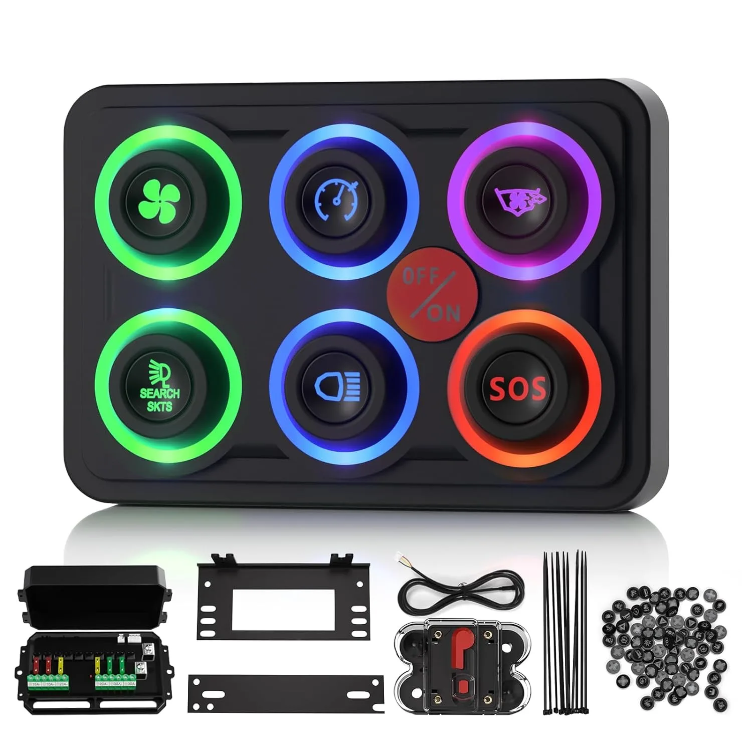 product 6 gang rgb auto dimmable switch panel memory function ip68 waterproof universal 12 24v relay system for yachts trucks-5