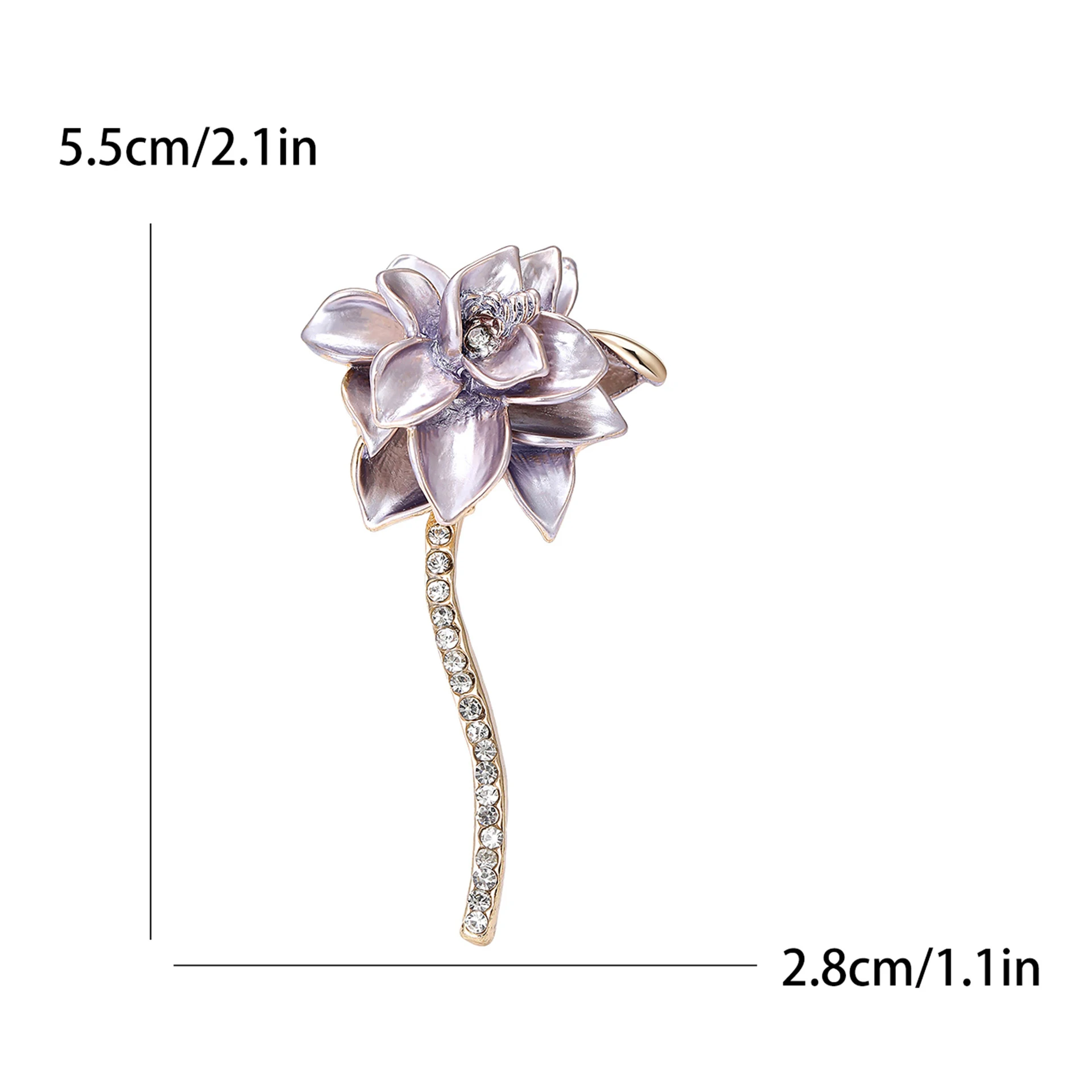 Broche Fleur Vintage émaillée Et Strass - Fantaisie, Occasion, Métal