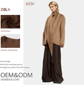 New Design Double Breasted Short Wool Coat Eco-Friendly Casual Winter Warm Clothing Scarf Collar Keep Warm for Ladies