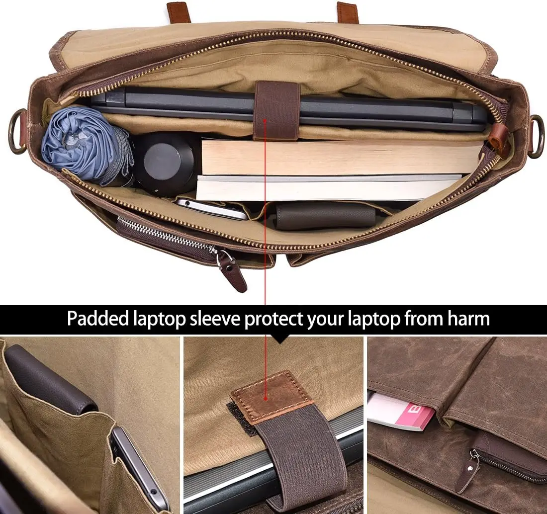 product waterproof messenger computer laptop bag with vintage genuine leather shoulder rugged carrying bag lbx0117 1-34