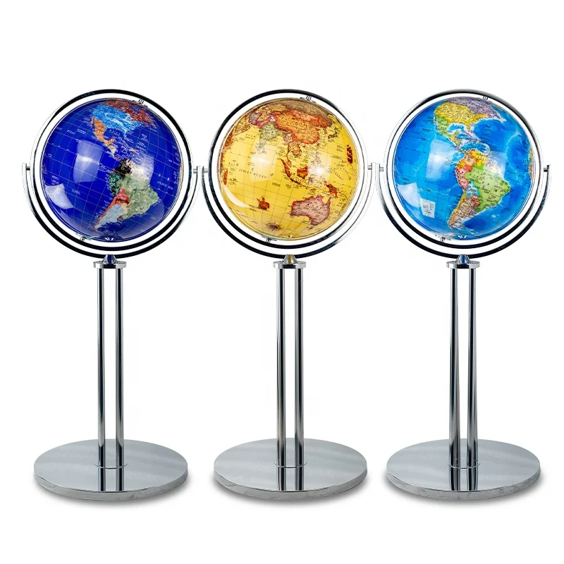 Seeball 100 cm four-column vertical bright chrome universal globe resin mover table globes