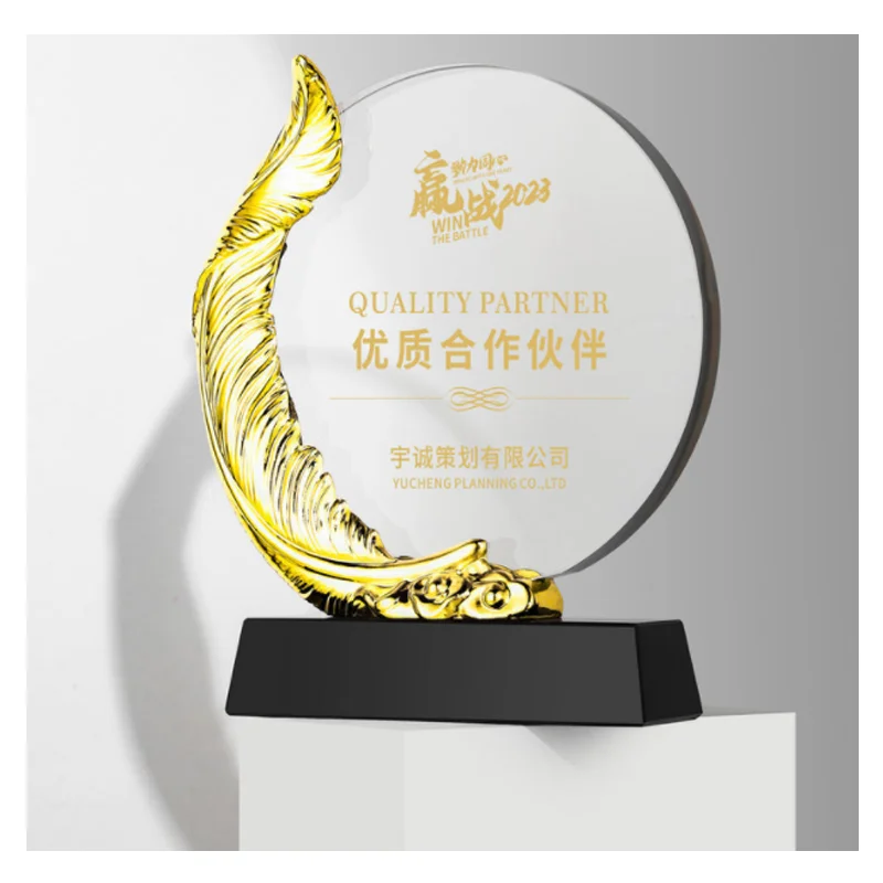 product shining crystal crafts k9 crystal glass customized metal trophy custom design golden awards plaques trophies-37