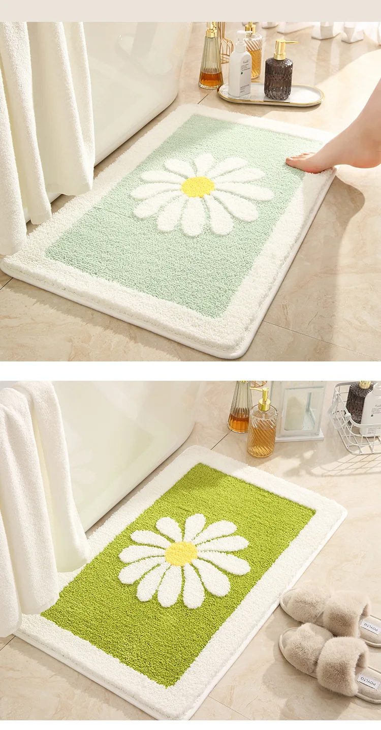 Top luxury Bathroom Rugs And Mats On Sale Long Bath Mats Customized Color Non Slip Chrysanthemum Shower Bath Mats supplier