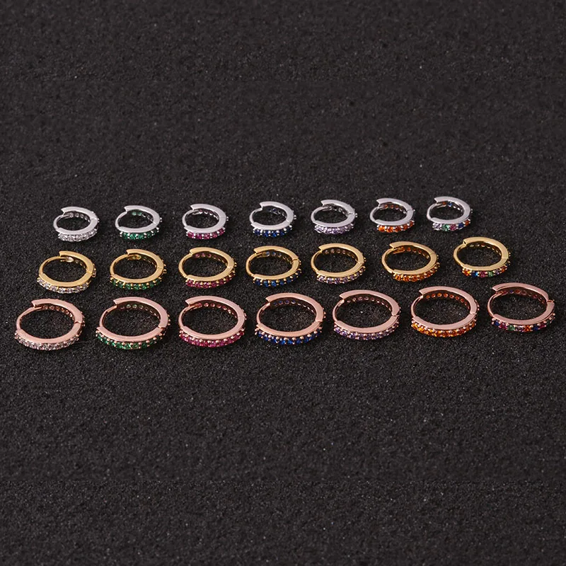6MM Colorful CZ Cartilage Huggie Hoop Earrings for Ear Piercing