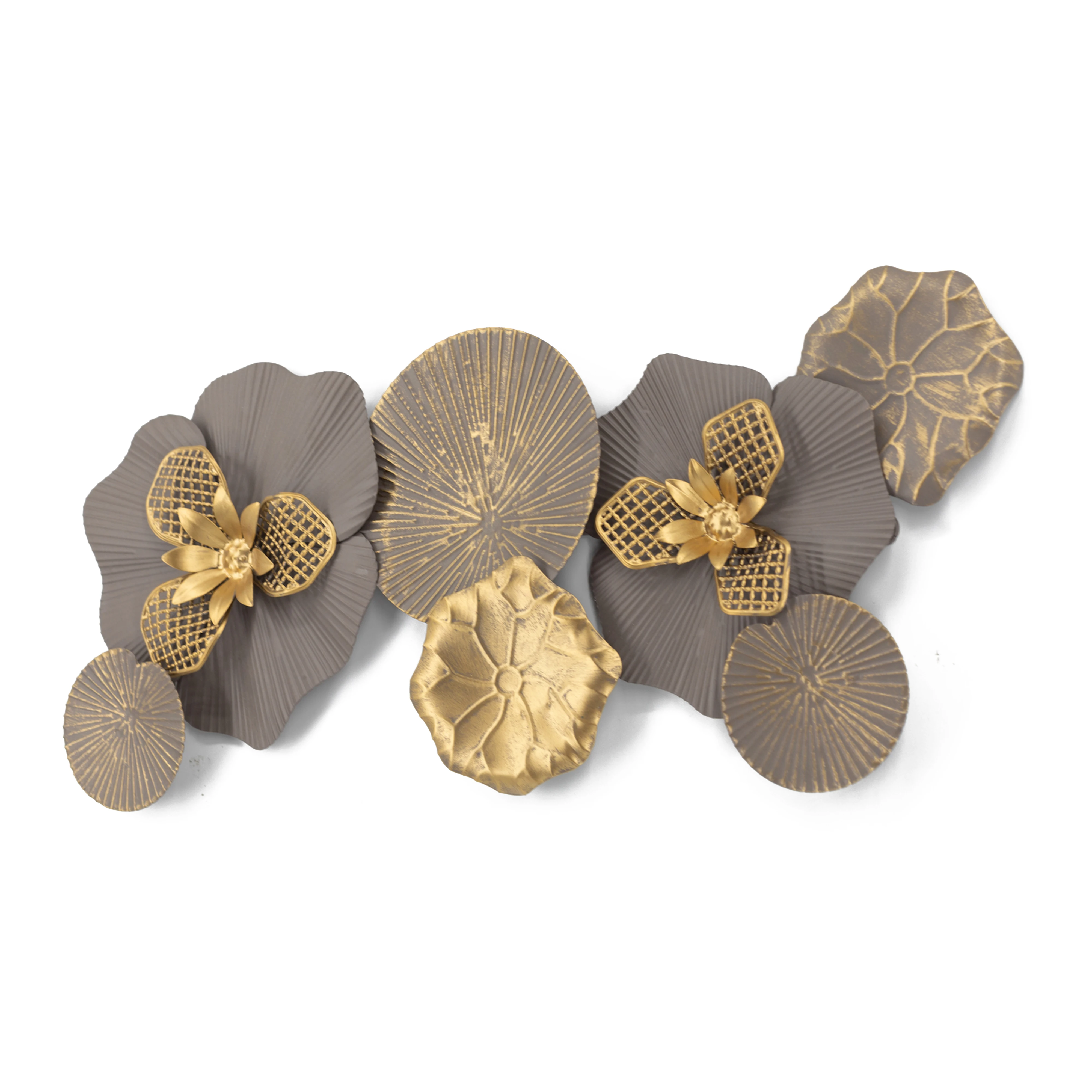 Home Studio Decor Accessories CHINESE Art Products Metal Flower Floral Metal Wall Art Gold