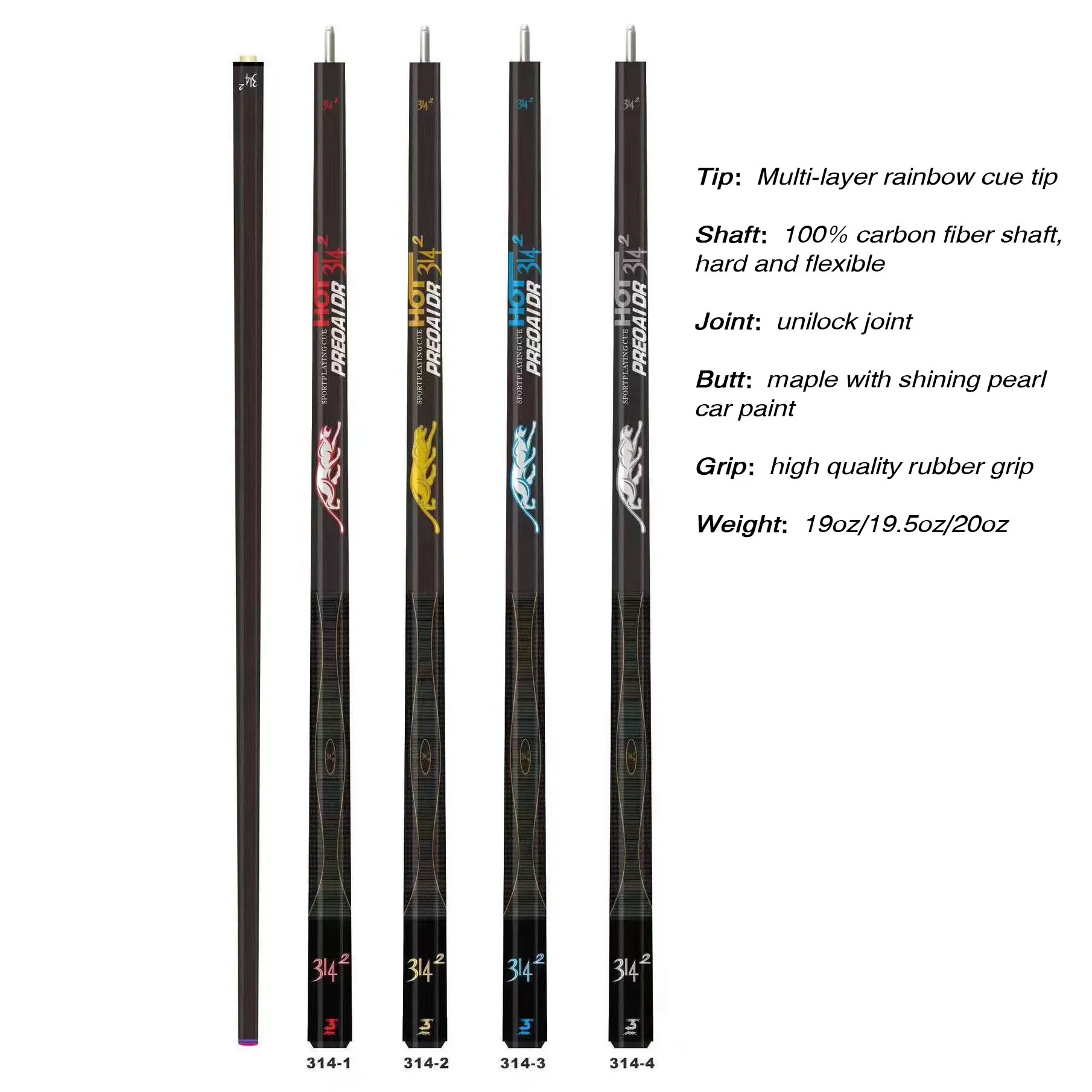 PREOAIDR Canadian Maple Wood Pool Cues - Durable & Classic