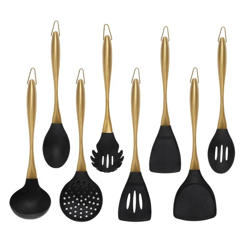 KINGWISE Высококачественная сервировочная посуда из нержавеющей стали 304 набор 8 предметов силиконовая кухонная