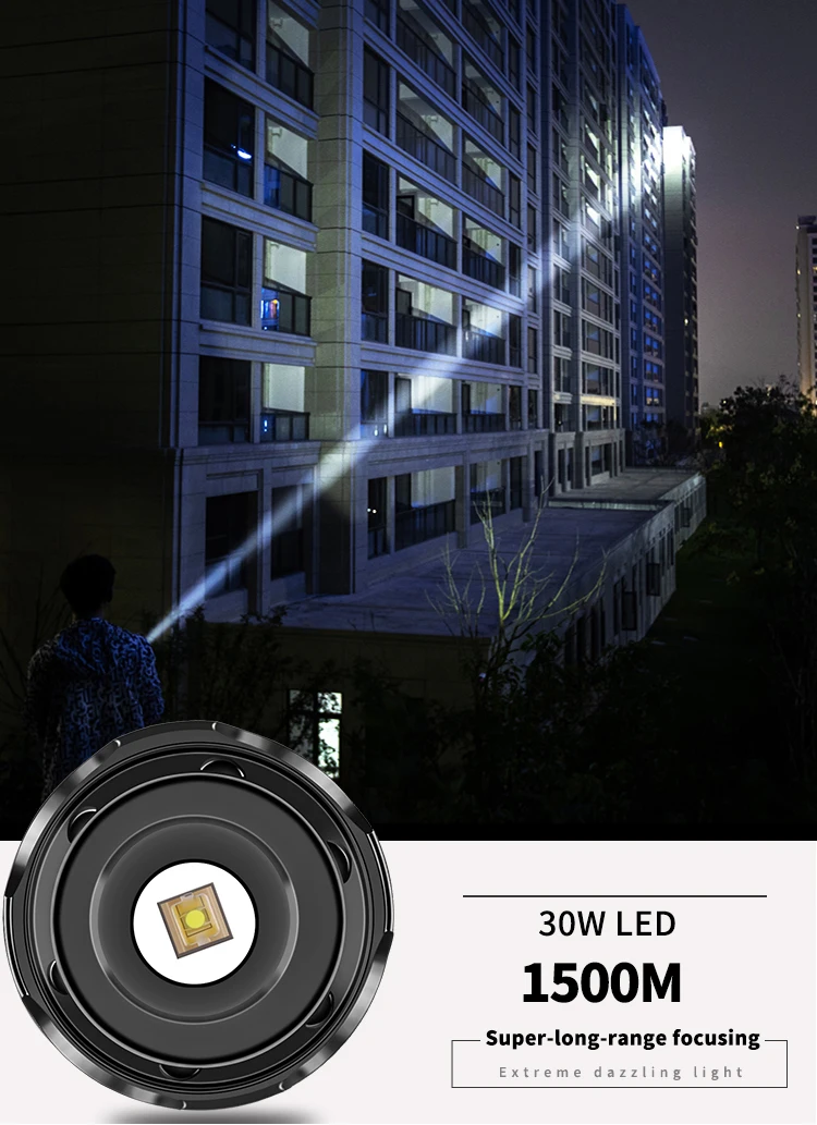 2023 New Xhp90 Rechargeable Zoom Removable 30w Led Long Range Super