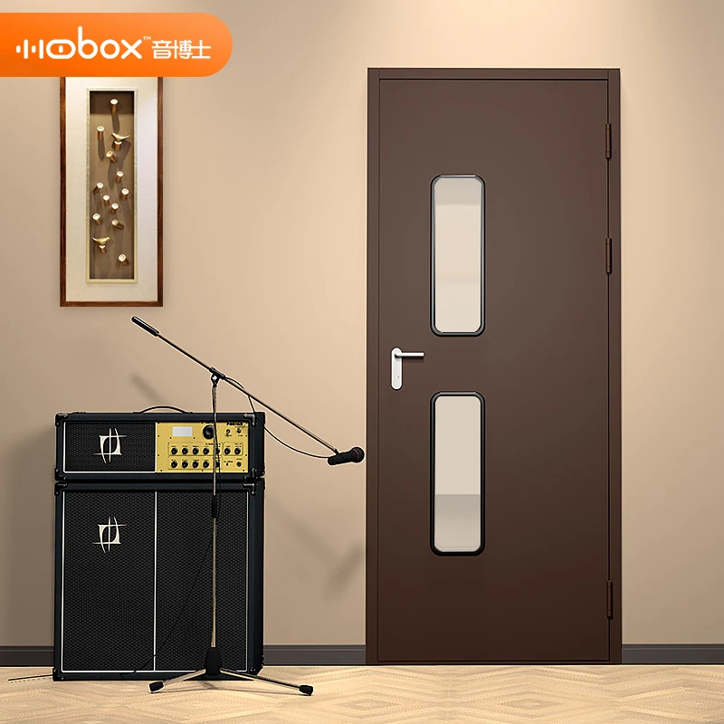 Newest Design Low Price Customizable Dark Indoor Metal Entry Door  Window Soundproof Door for Laboratory Hospital Music School