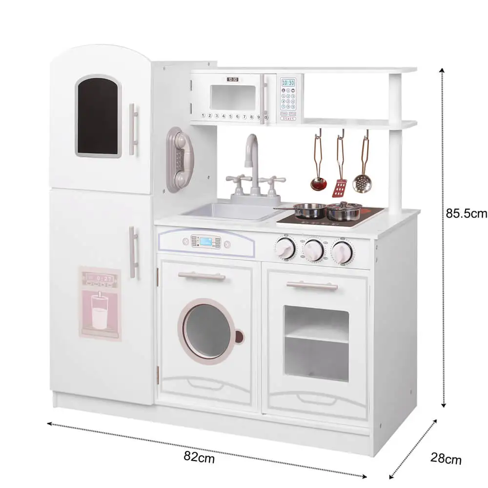 Children Kids Play Kitchen Set Toy with Multiple Accessories Playing Furniture Toys Wooden Pretend Cooking Toy Kitchen Play Set