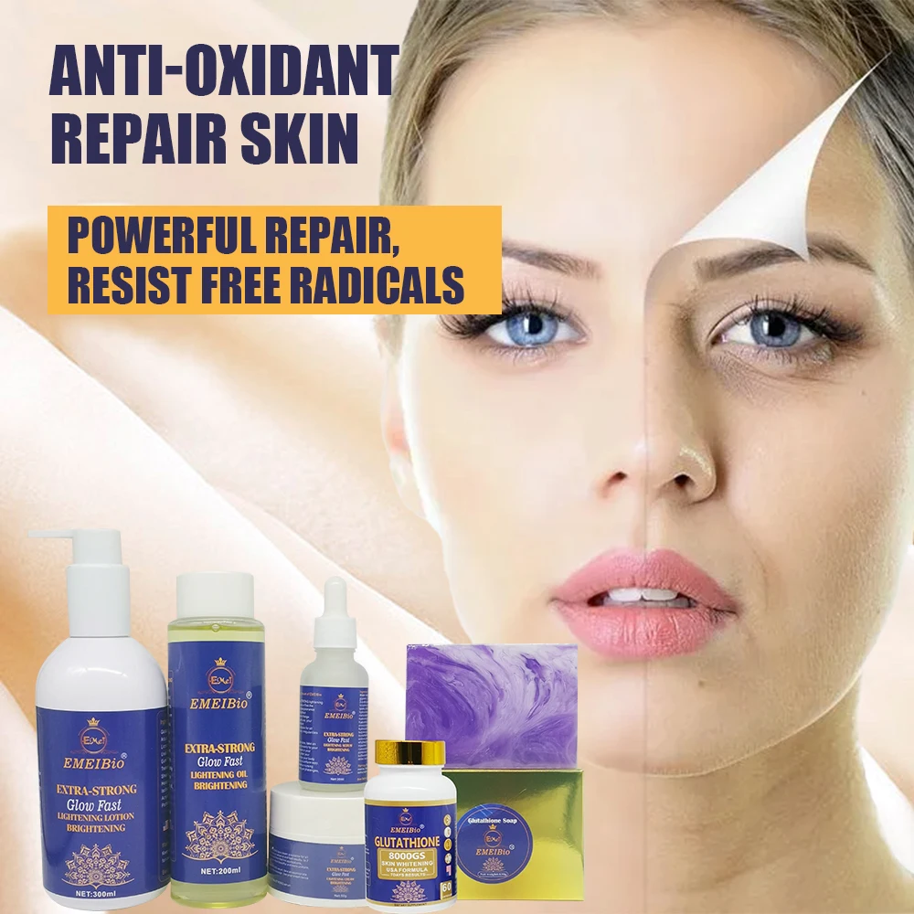 glutathione wholesale Wholesale OEM Glutathione Skin Care Whitening Glowing Set Capsule Cream Oil  Soap Lotion Serum Glutathione Skin Whitening Sets