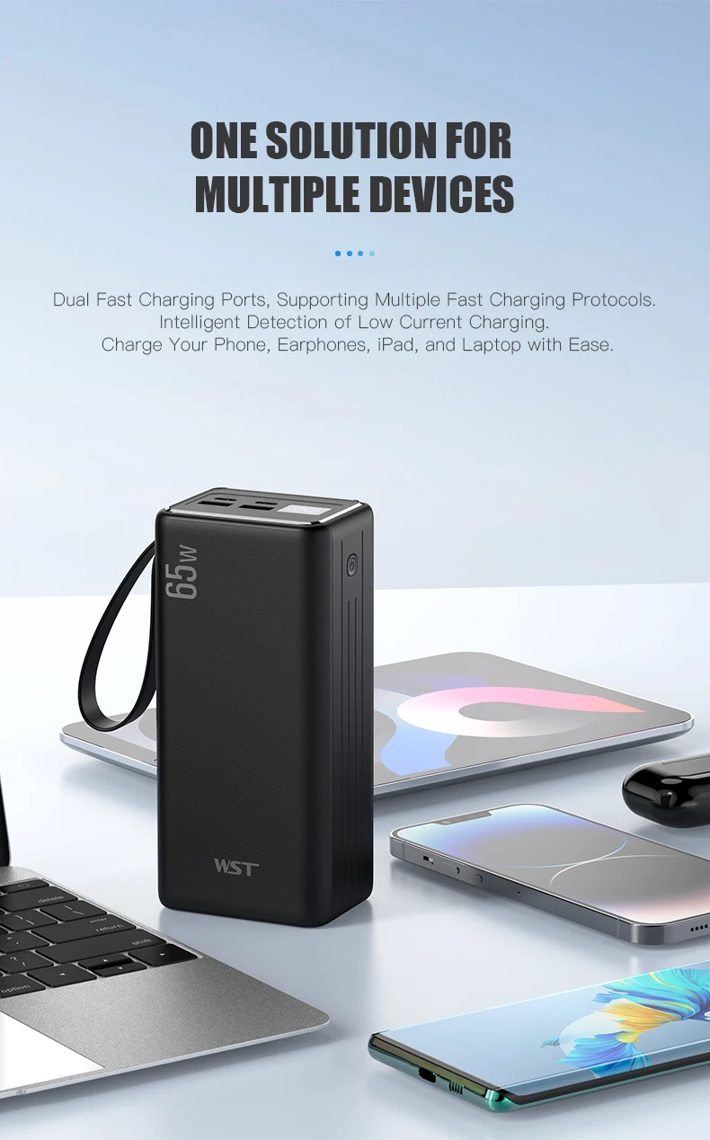 WST trending products 2023 new arrivals mobile power bank portable power bank 40000mah power bank