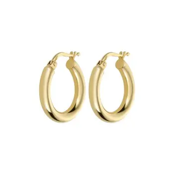 Gold Chunky Stacking Hoops For Women 925 Sterling Silver Classic Hoops Stud Earrings For Women Girlfriend Gift Jewelry