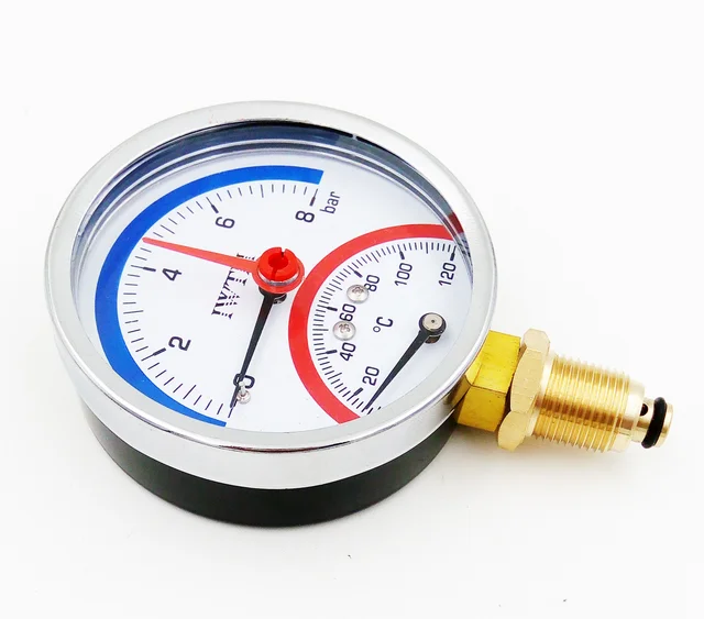 Iron Steel Casing Water Thermobarometer 10bar and 120℃  Thermometer Pressure Gauge With BSP Thread