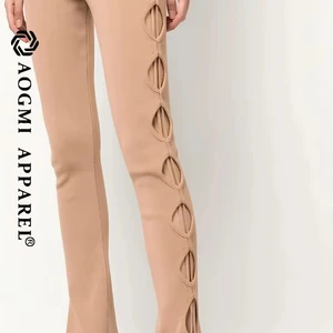 Haute Couture Fashion Ladies Casual European Autumn Sexy Hollow Solid Color  Regular Fit Women's Culottes 3D