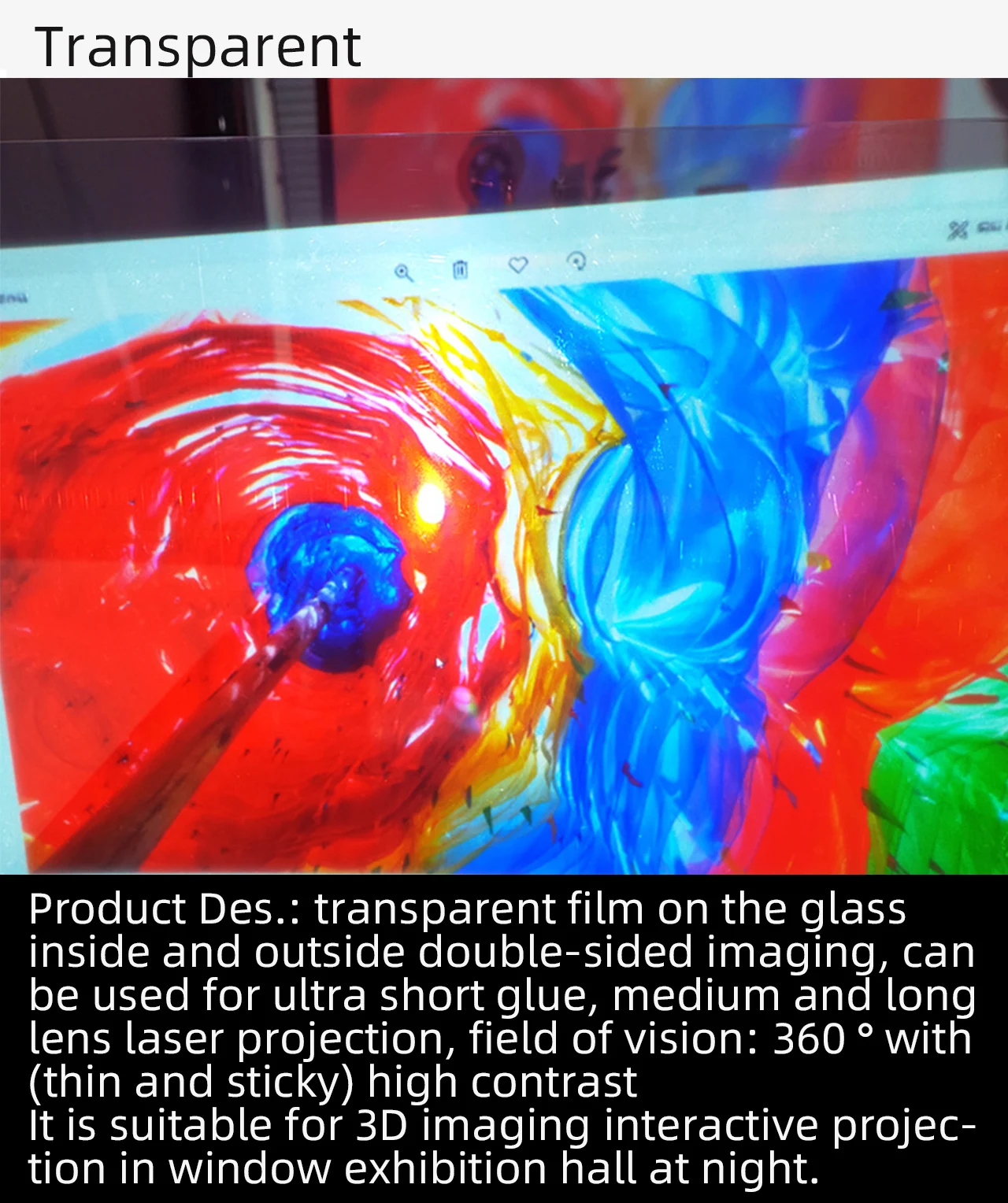 Yinzam Cheap Projector Rear Projection Film, 3D Hologram Foil Holographic Screen Film with High Definition Transparent Screen