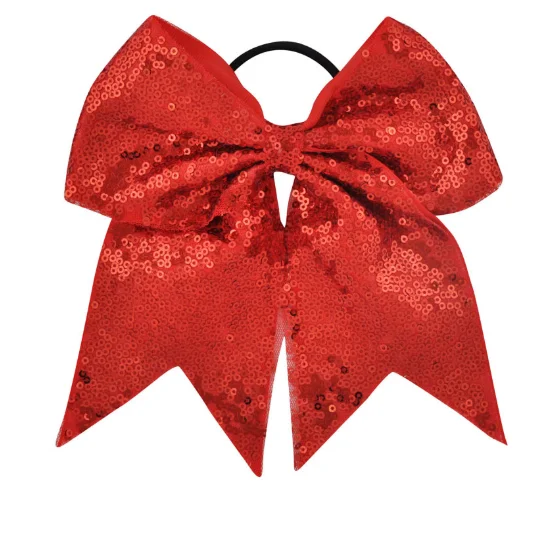 6 PCS 7 Large Glitter Cheer Bows for Cheerleaders CN Sparkly Hair