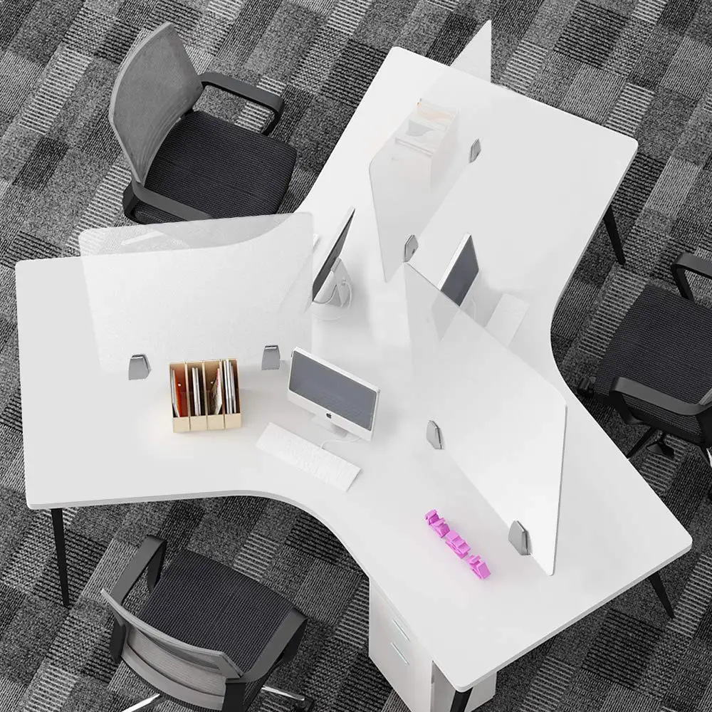 Wing Desktop Privacy Panel Frosted Glass Clamp-on Desk Divider Partition
