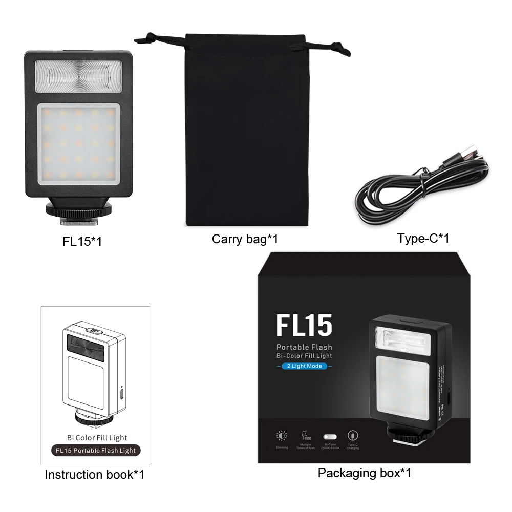 New FL15 Rechargeable Photography Camera Flash Lights Photo Flash