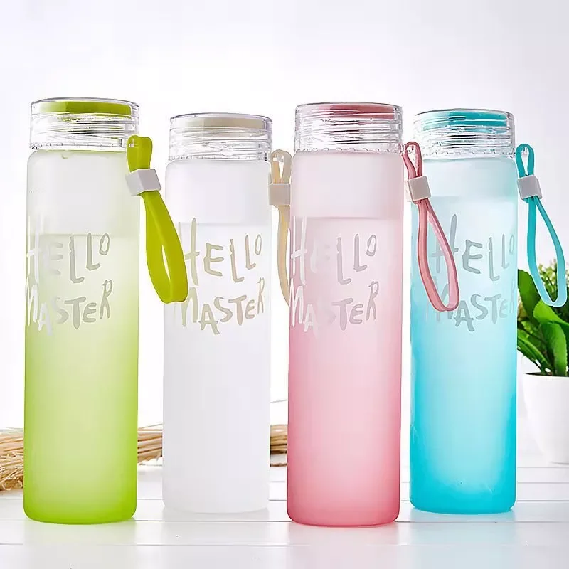 Jzyz Colorful Wholesale Colorful Glass Water Bottle Frosted Drinkware ...