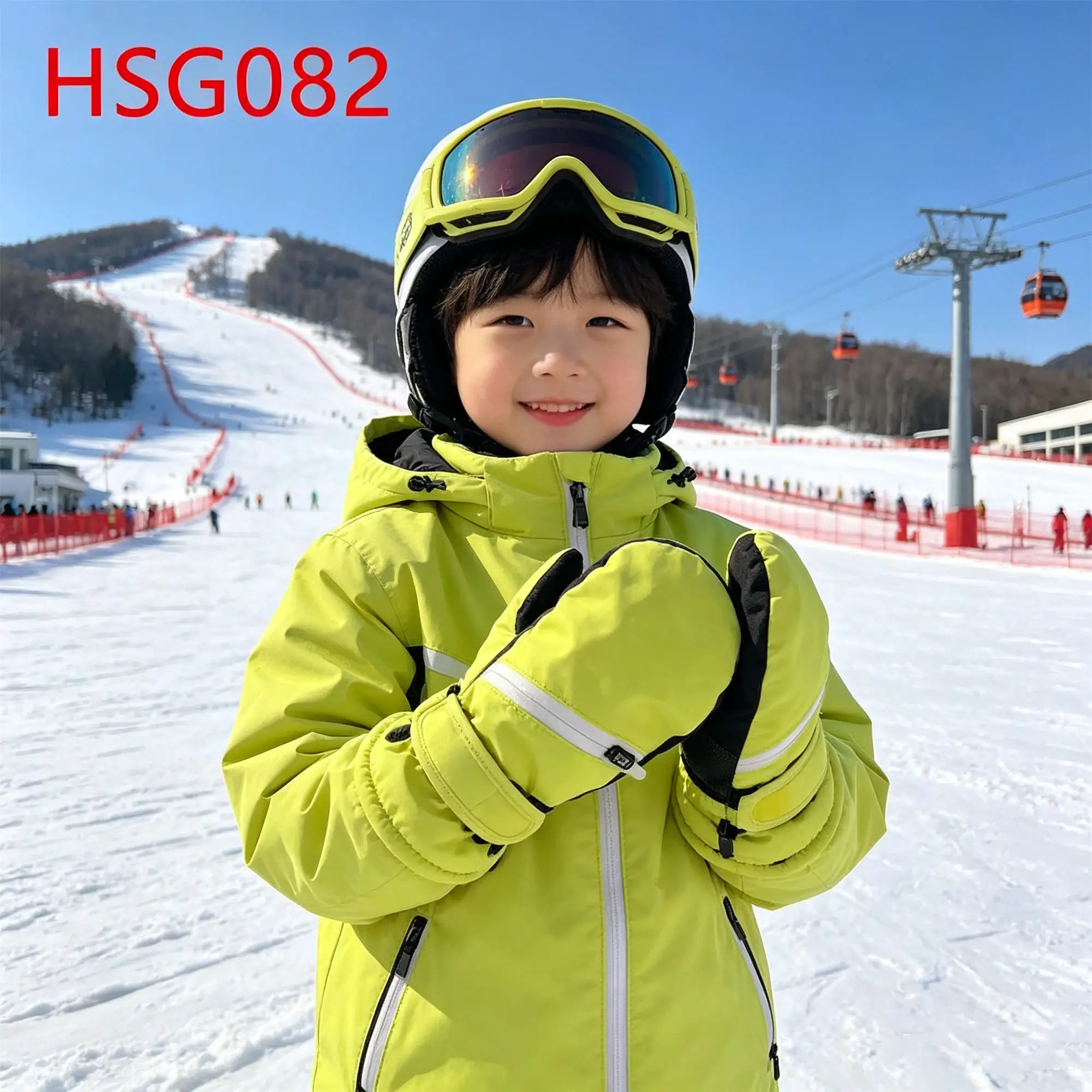 ZYF,Snowy Commute Locking Thermal Fleece Yellow Snow Gloves Winter Driving Durable Touchscreen Design Ski Mittens HSG082