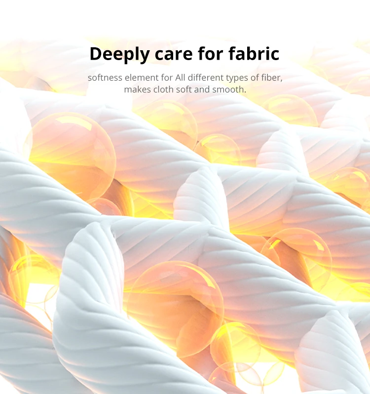 Deeply care for fabric softness element for All different types of fiber,makes cloth soft and smooth.