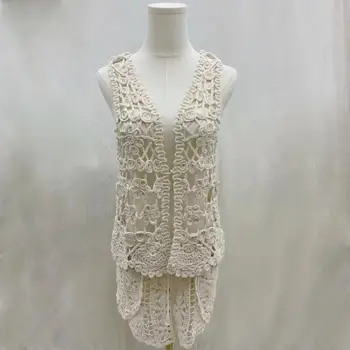 New fashion summer women's hollowed out knitted sleeveless short crocheted vest top sexy shirt