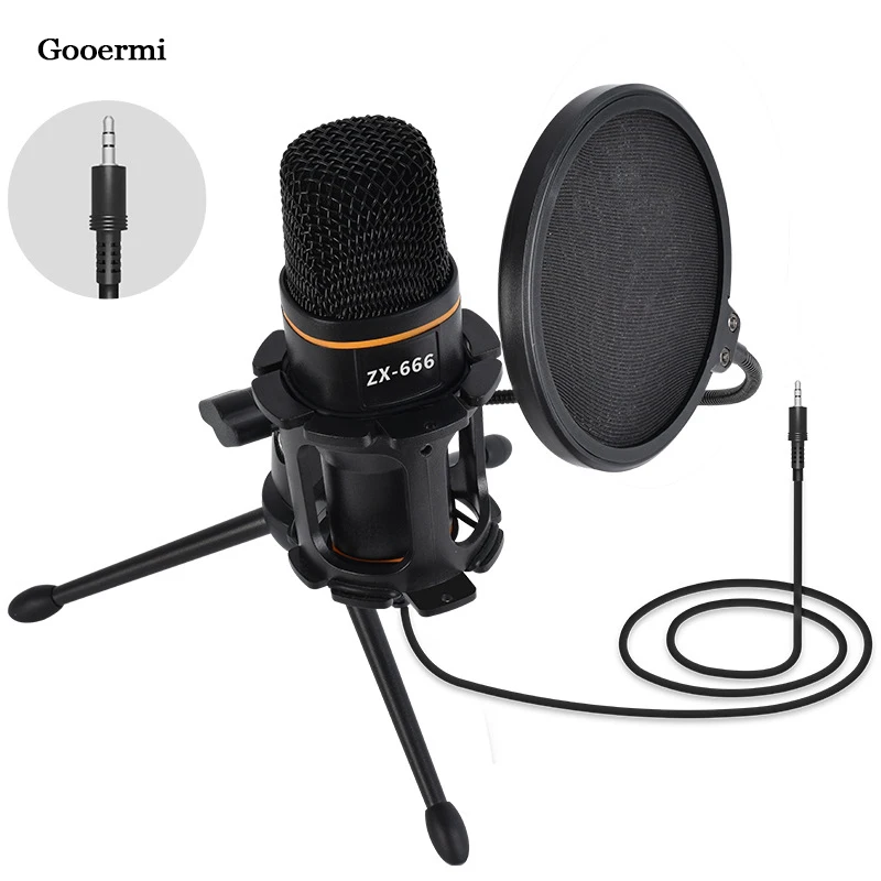 Gooermi ZX666-3.5 High Quality 3.5mm Gaming Mic Computer Cardioid 