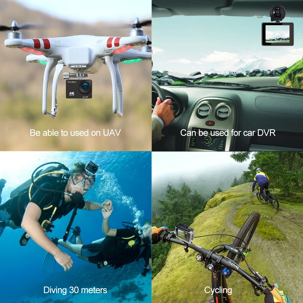 Topu.y Original H9r Action Camera Hd 4k 12mp 170 Degree Wide Angle Action & Sports Camera With