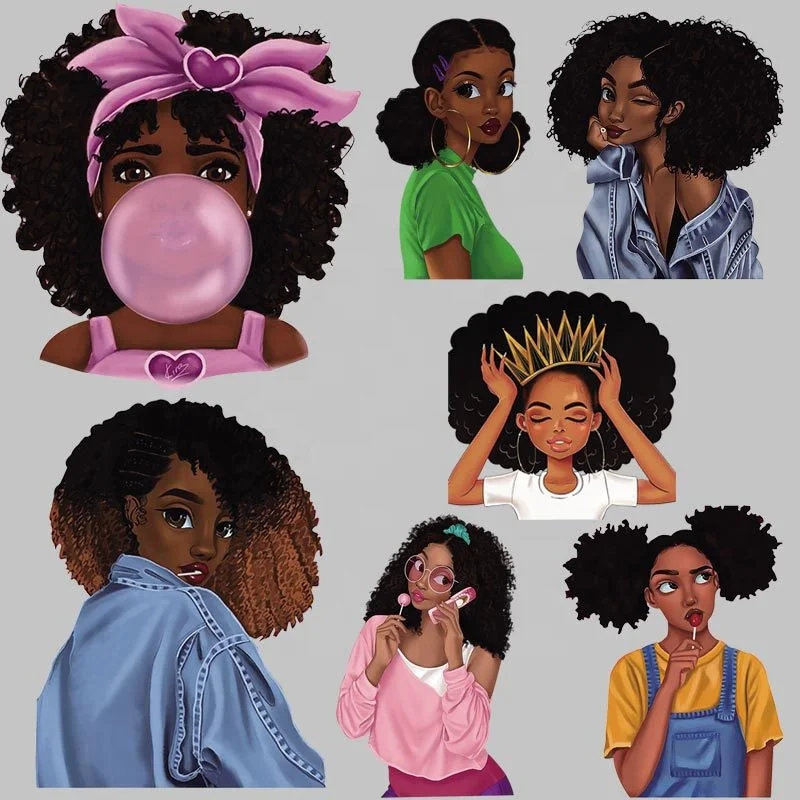 Africa Girl Style High Density Custom Heat Transfer Printing Sticker for Garment T-Shirt Decorative DIY Clothes Accessories