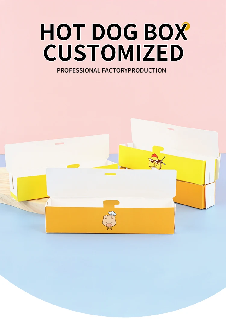 product bread hot dog box kraft paper disposable paper tray with lid rectangular cheese hot dog trays takeout sausage snack box-4