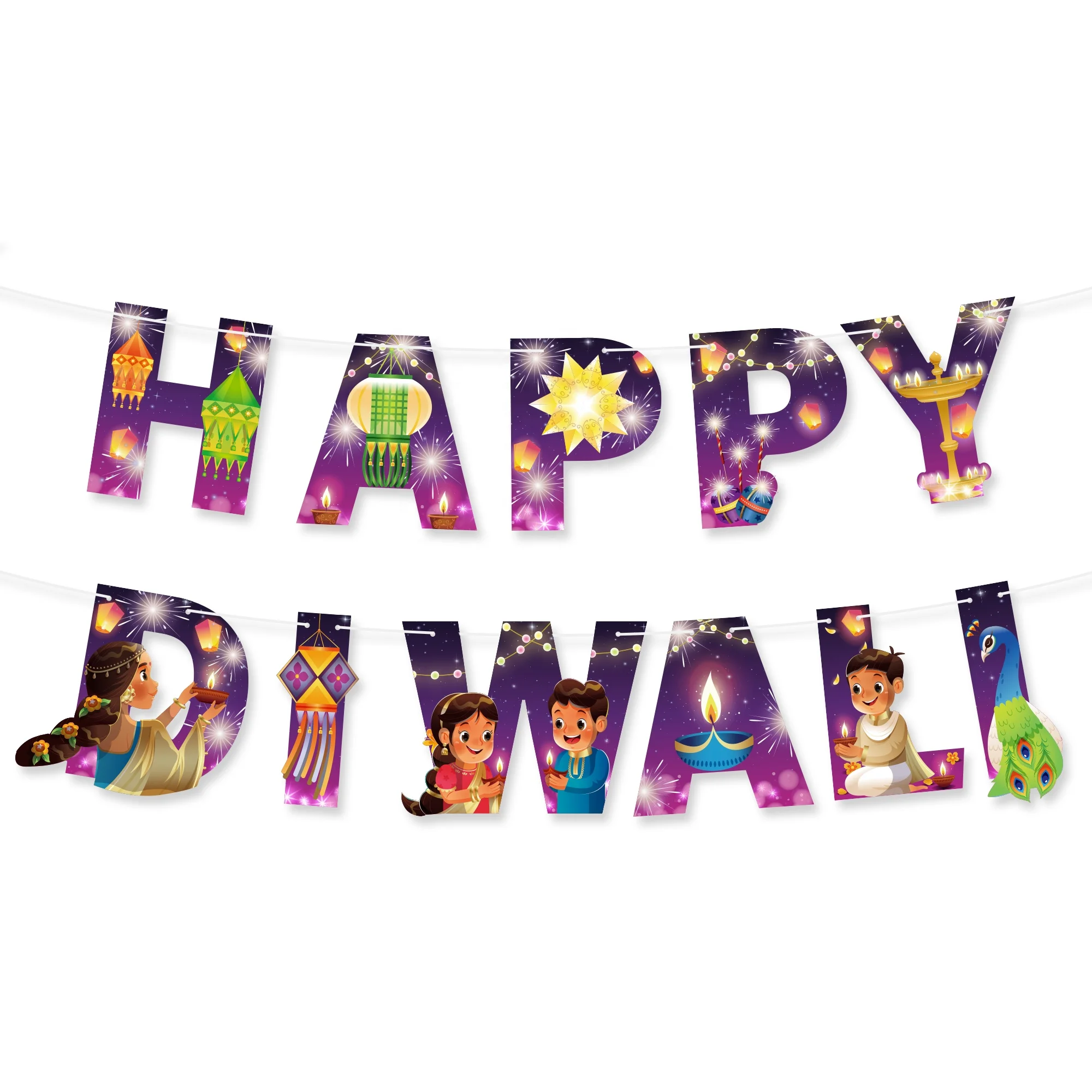 排灯节装饰品套装快乐排灯节横幅屠妖节挂纸扇照片道具灯节派对用品| Alibaba.com, image size:2000x2000